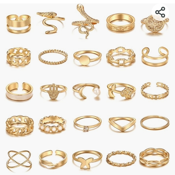 30 Piece Gold Plated Stackable Knuckle Rings NWT - Picture 2 of 6